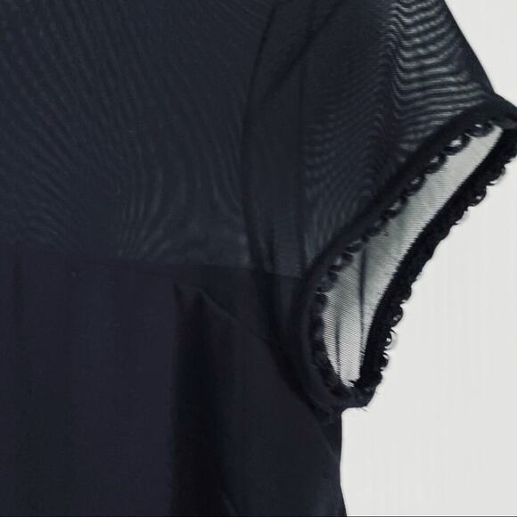 Lulus mesh top short sleeve shift dress with scalloped sleeve trim small - Picture 5 of 10